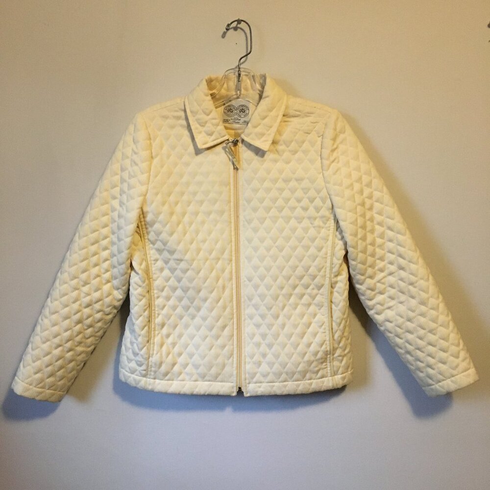 Vintage 80s Glensport Quilted Cream Moto Jacket - Made in Canada